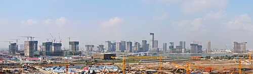 滨海新区中心商务区的大规模建设现场。