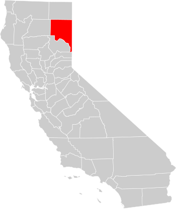A county locator map of California, with Lasse...