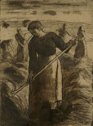 Tedders of Eragny (Faneuses d'Eragny), 1897, etching, aquatint and dry-point on paper. Strasbourg Museum of Modern and Contemporary Art