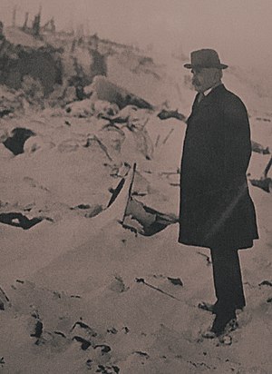 Borden surveying the ruins of the Halifax Explosion