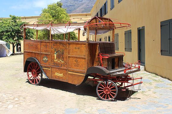 Horse-drawn bus in Cape Town