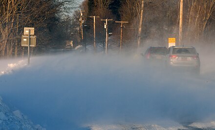 Blowing snow can limit visibility even in sunlight.