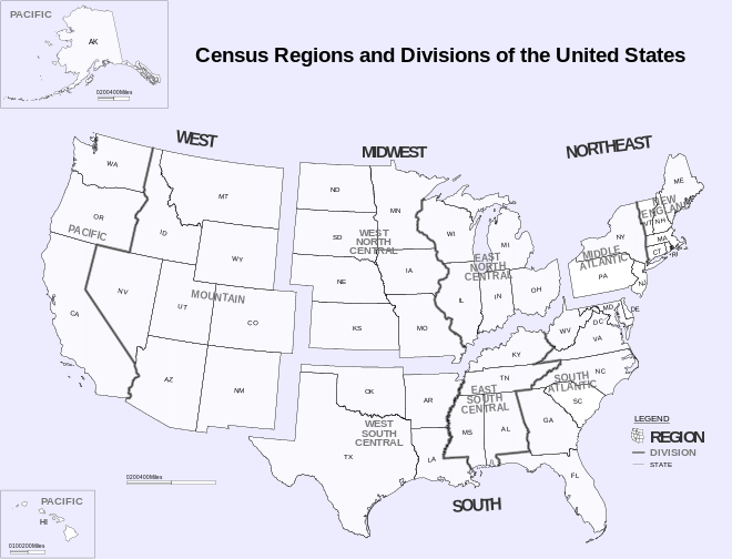 U.S. Census Bureau Regions and Divisions