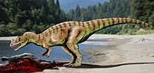 Life reconstruction of a feeding Ceratosaurus