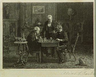 Χαρακτικό έργο The Chess Players του Τόμας Ίκινς (περίπου το 1880).