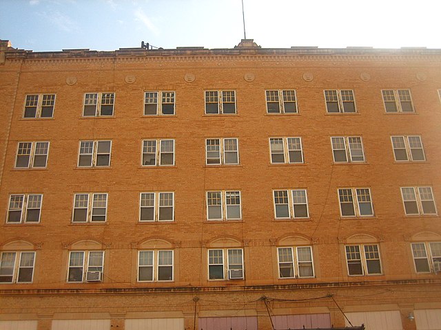 The large Childress Hotel operates with limited clientele.