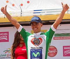 Jaime Castañeda als Sieger der ersten Etappe des Clásico RCN 2016
