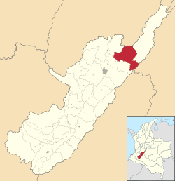 Location o the municipality an toun o Baraya in the Huila Depairtment o Colombie.