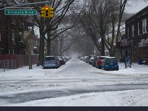 View down Crescent Street in Astoria, New York