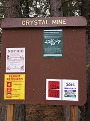 The sign placed by the National Forest Service at the Crystal Peak Mine