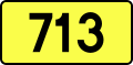 English: Sign of DW 713 with oficial font Drogowskaz and adequate dimensions.