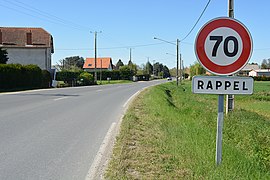 Panneau de limitation de la vitesse avec panonceau M9z portant le mot « RAPPEL ».
