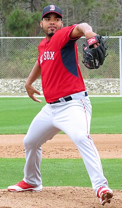 Dalier Hinojosa Pitching für Red Sox im Frühjahrstraining 2015 (1) .jpg