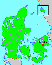 ロスキレの位置の位置図
