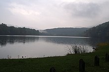 Douthat Lake at Douthat State Park, one of the original Virginia state parks built by the Civilian Conservation Corps. Douthat Lake Douthat State Park Virginia USA.jpg