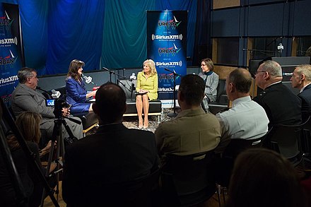 Jill Biden at the Sirius XM studio at Rockefeller Plaza participating in a round table about mental health care in 2016.