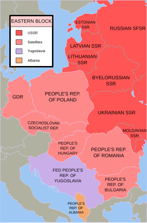 Map of the Eastern Bloc (until 31 December 1992) EasternBlocAfter.svg