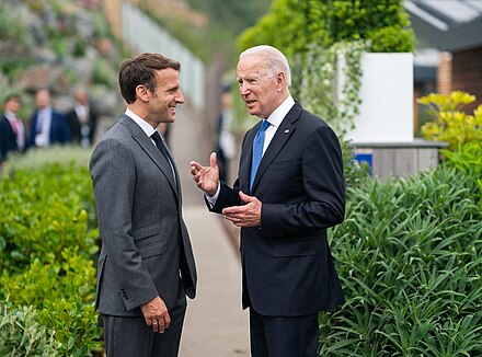 Macron with US President Joe Biden at the G7 summit in June 2021