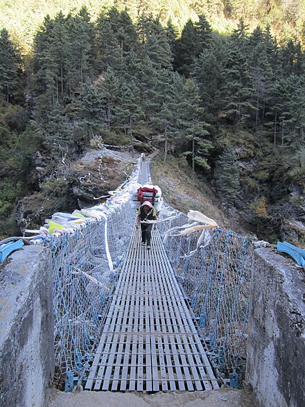 One of many suspension bridges on the way to Everest