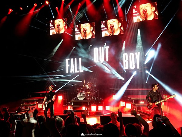Fall Out Boy performing during their Monumentour, which also featured Paramore, in 2014