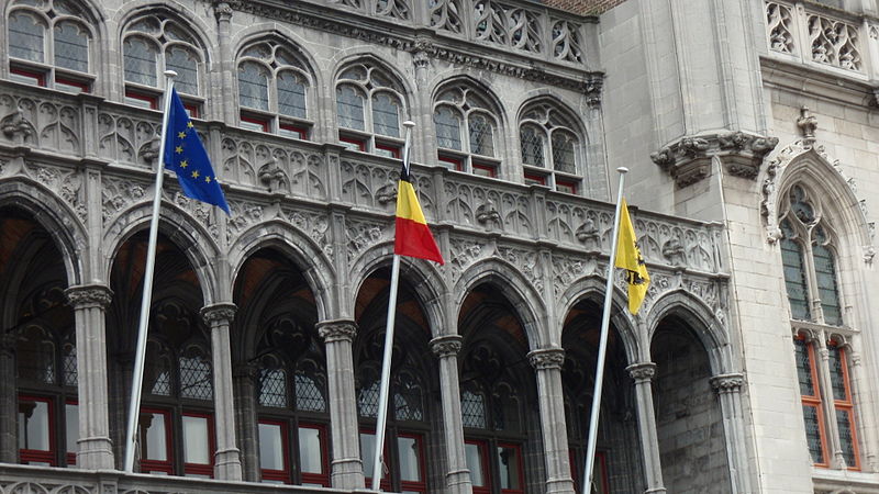 File:Flags in front of Belgium Church in Ypres, 2011.jpg