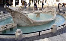 Fontana della Barcaccia Fontana della Barcaccia restaurata, lato Scalinata Trinita dei Monti.jpg