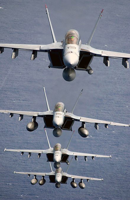 Four Navy F/A-18F Super Hornets