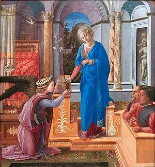 <i>Annunciation with Two Kneeling Donors</i> Painting by Filippo Lippi