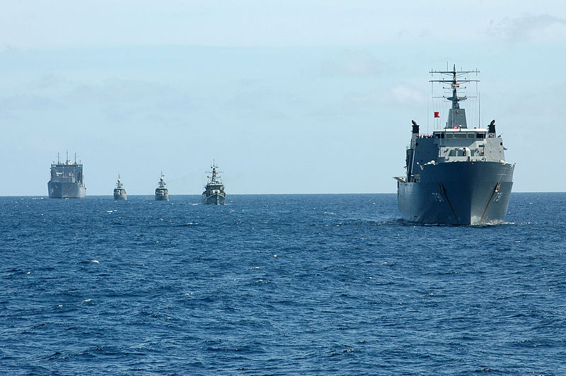 File:From right, the Royal Thai Navy amphibious dock landing ship HTMS Angthong (LPD 791) steams in formation ahead of the Royal Thai Navy frigate HTMS Chao Phraya (FFG 455), the Royal Thai Navy corvettes HTMS 130609-N-AX577-014.jpg