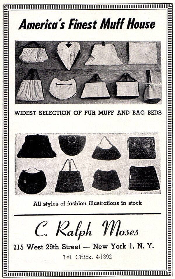 Fur muff manufacturer's 1949 advertisement