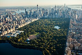 Central Park, the first scenic landmark to be designated in New York City Global Citizen Festival Central Park New York City from NYonAir (15351915006).jpg