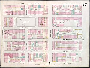 An 1853 real estate map of the area around Gramercy Park