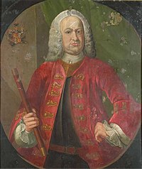 After Philip van Dijk and Jan Maurits Quinkhard. Portrait of Gustaaf Willem Baron van Imhoff (1705-1750) 1742-1750. oil on brass medium QS:P186,Q296955;P186,Q39782,P518,Q861259 . 110 × 92.5 cm (43.3 × 36.4 in). Amsterdam, Rijksmuseum Amsterdam.