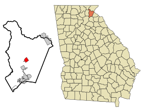 Habersham County Georgia Incorporated and Unincorporated areas Clarkesville Highlighted.svg