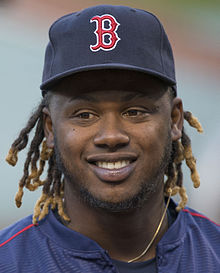 Hanley Ramirez went deep twice, including a grand slam, in his return to the Boston line-up on opening day. He finished the month with a league-tying 10 home runs for first place. Hanley Ramirez (16638294644) (2).jpg