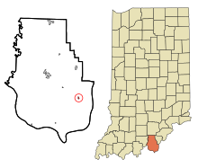 Harrison County Indiana beépített és be nem épített területek Elizabeth Highlighted.svg