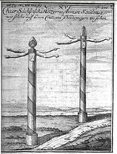 Early wooden fingerposts in Saxony Hoelzerne Armen Saeulen.jpg