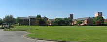 Horlock and Constantine Courts on the Peel Park Campus, now demolished after the completion of Peel Park Quarter. Horlock and Constantine Courts.jpg