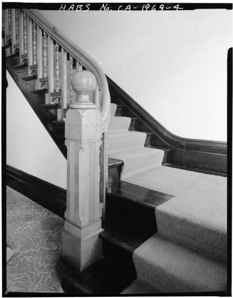 File:INTERIOR, TYPICAL STAIR AND NEWEL POST AT FIRST FLOOR - Kimball Block Rowhouses, A Avenue West side, between Ninth and Tenth Streets, National City, San Diego County, CA HABS CAL,37-NATC,3-4.tif