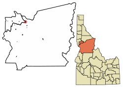 Locatie van Kamiah in Lewis County en Idaho County, Idaho.