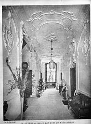 Buitenhuis Windesheim: Interieur, overzicht beneden gang. "Buiten", nr. 16 1922. Foto C. Steenberg