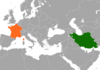 نقشهٔ موقعیت ایران و فرانسه.