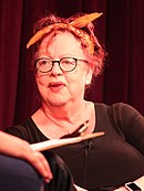 Jo Brand won in 2011 for Getting On. Jo Brand appearing in the cabaret tent at Glastonbury Festival 2019 04.jpg