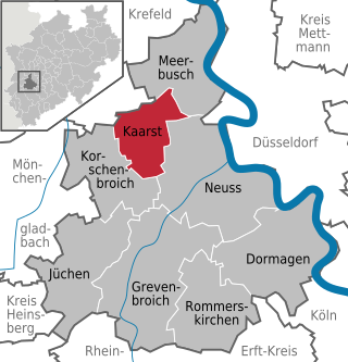 Poziția orașului Kaarst pe harta districtului Rhein-Kreis Neuss