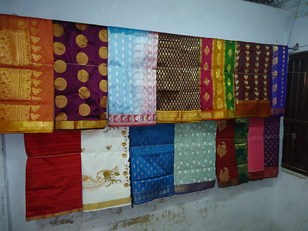 Kanchipuram Silk Sarees hanging