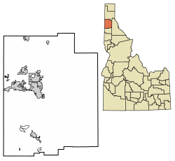 Location of Huetter in Kootenai County, Idaho.