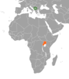 Location map for Kosovo and Uganda.