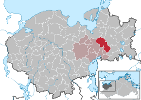 Poziția Lübow pe harta districtului Nordwestmecklenburg