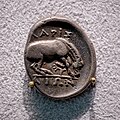 Larisa - 344-342 BC - silver drachma - head of Larisa - grazing horse - Berlin MK AM