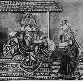 Lord Brahma and Adhiti - 19th Century Illustration.jpg